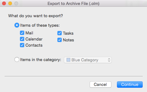 archiving outlook for mac